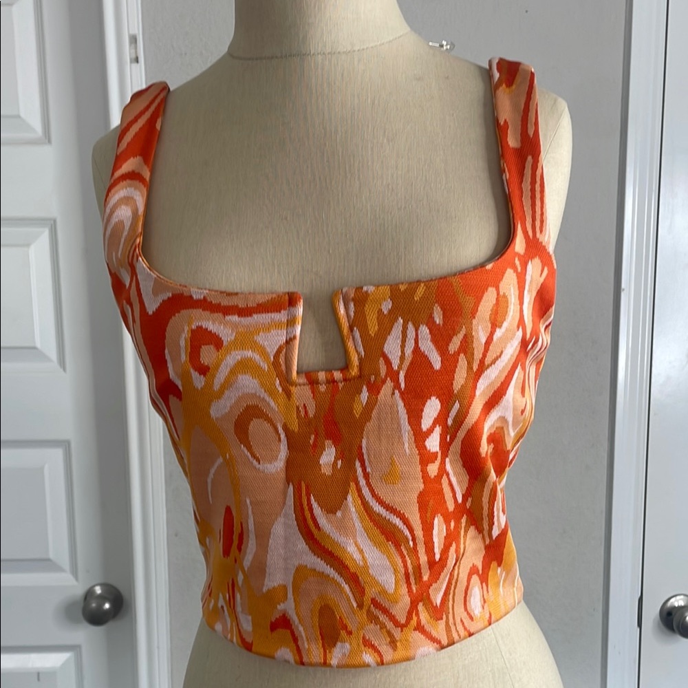 Zara Orange Patterned Women's Top